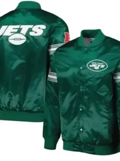 Kaitlyn New York Jets Green Satin Varsity Jacket