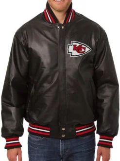 Kansas City Chiefs Black Leather Varsity Jacket