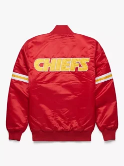 Kansas City Chiefs Satin Red Varsity Jacket Back