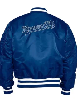 Kansas City Royals Ma 1 Blue Bomber Jacket Back