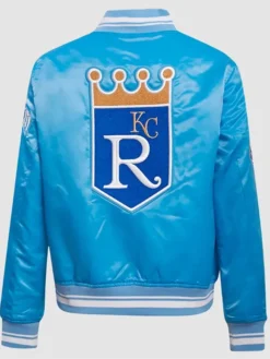 Kansas City Royals Retro Classic Rib Satin Varsity Jacket Back