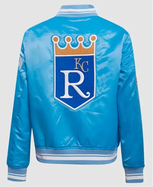 Kansas City Royals Retro Classic Rib Satin Varsity Jacket Back
