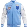 Kansas City Royals Rib Sky Blue Wool Varsity Jacket