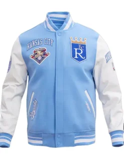 Kansas City Royals Rib Sky Blue Wool Varsity Jacket