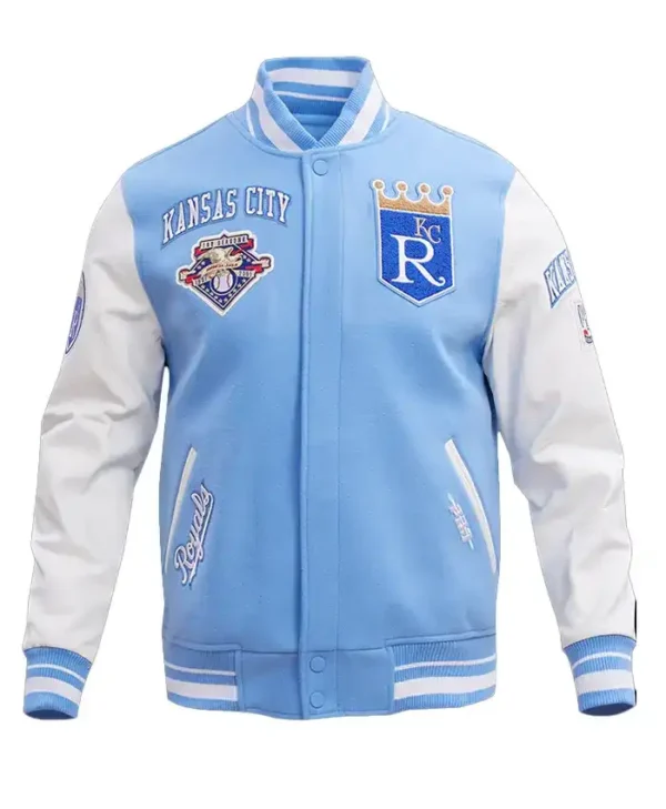 Kansas City Royals Rib Sky Blue Wool Varsity Jacket