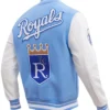 Kansas City Royals Rib Sky Blue Wool Varsity Jacket Back