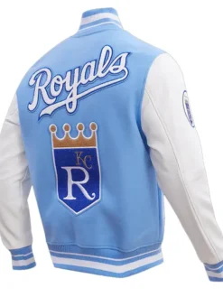 Kansas City Royals Rib Sky Blue Wool Varsity Jacket Back