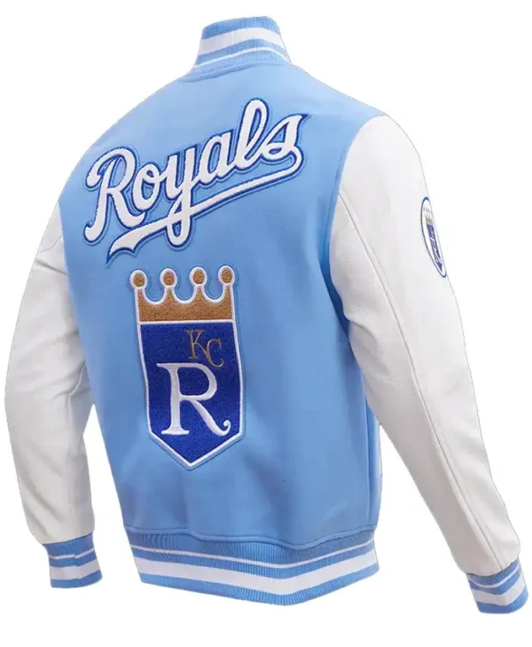 Kansas City Royals Rib Sky Blue Wool Varsity Jacket Back