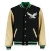 Karlie Philadelphia Eagles Black Wool Varsity Jacket