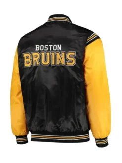 Korey Boston Bruins Yellow And Black Satin Jacket Back