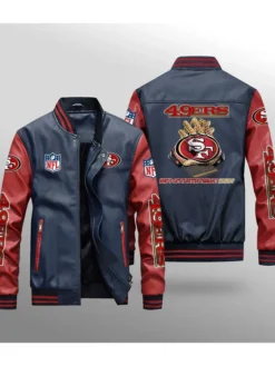 Krueger Niners 49ers Blue And Red Leather Jacket