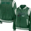 Krystina New York Jets Green Satin Bomber Jacket