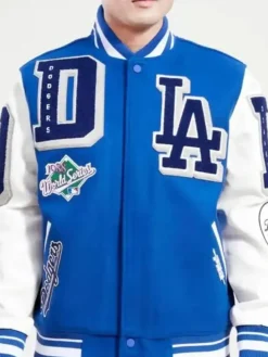 LA Dodgers Royal Blue and White Mash Up Varsity Jacket