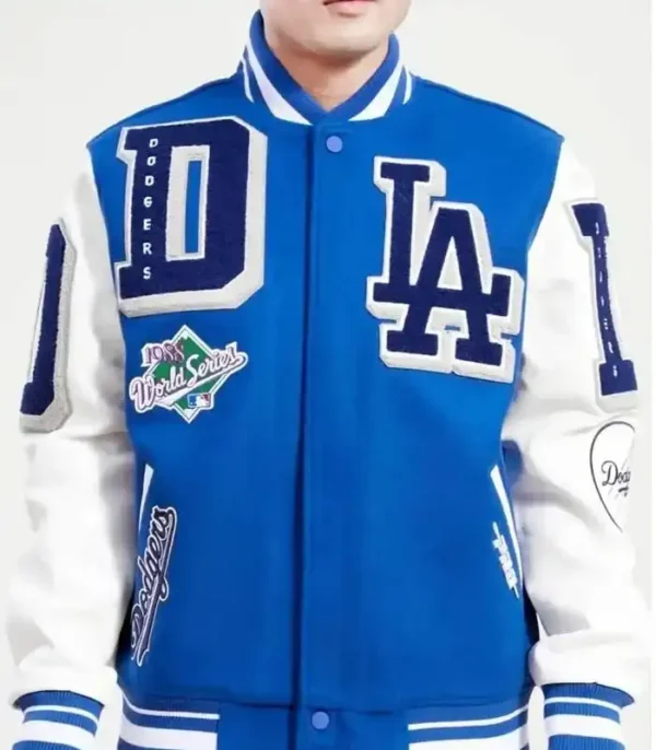 LA Dodgers Royal Blue and White Mash Up Varsity Jacket