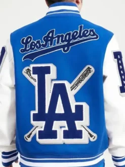 LA Dodgers Royal Blue and White Mash Up Varsity Jacket Back