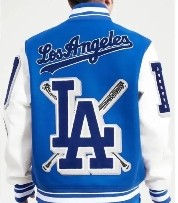 LA Dodgers Royal Blue and White Mash Up Varsity Jacket Back