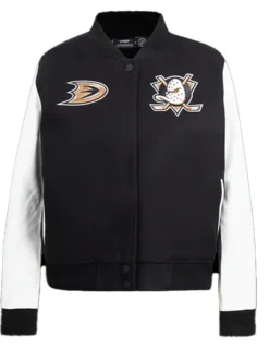 Legros Anaheim Ducks Black And White Wool Varsity Jacket