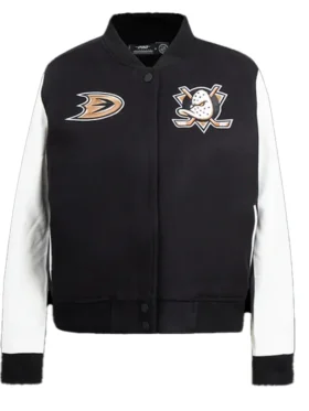 Legros Anaheim Ducks Black And White Wool Varsity Jacket