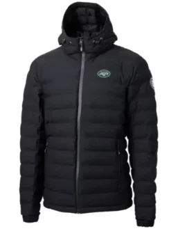 Lenore New York Jets Black Hooded Puffer Jacket