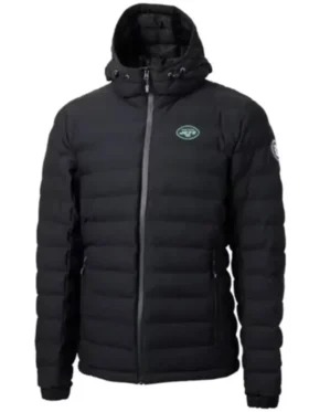 Lenore New York Jets Black Hooded Puffer Jacket
