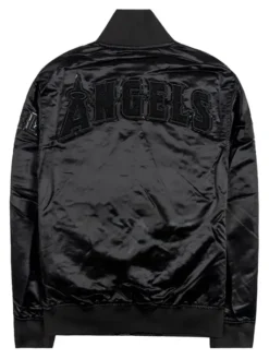 Los Angeles Angels Black Satin Varsity Jacket Back