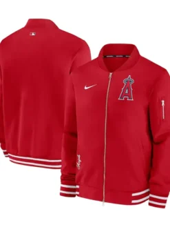 Los Angeles Angels Full Zipper Red Bomber Jacket
