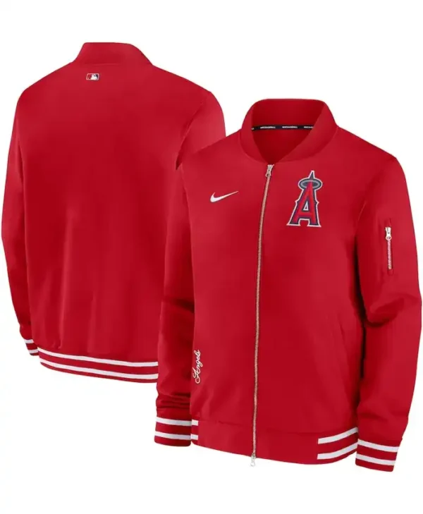 Los Angeles Angels Full Zipper Red Bomber Jacket