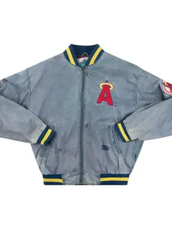 Los Angeles Angels Grey Bomber Denim Jacket