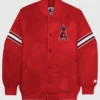 Los Angeles Angels Starter Red Satin Varsity Jacket