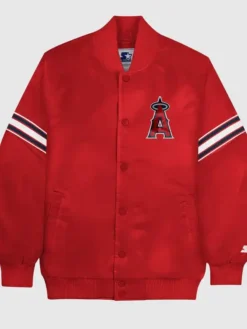 Los Angeles Angels Starter Red Satin Varsity Jacket