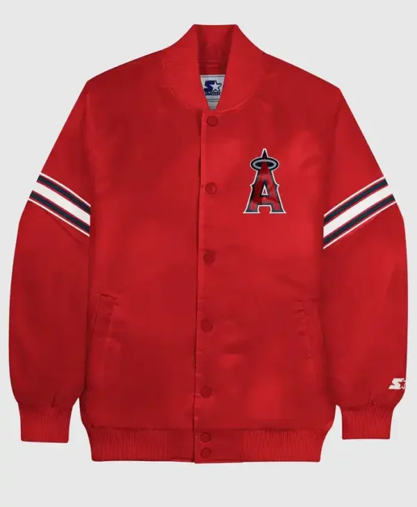 Los Angeles Angels Starter Red Satin Varsity Jacket