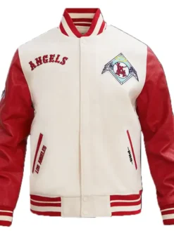 Los Angeles Angels White And Red Wool Varsity Jacket