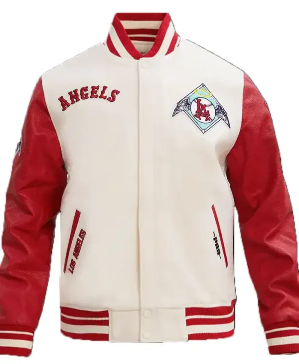 Los Angeles Angels White And Red Wool Varsity Jacket