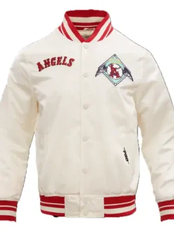 Los Angeles Angels White Satin Letterman Varsity Jacket