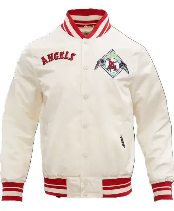 Los Angeles Angels White Satin Letterman Varsity Jacket