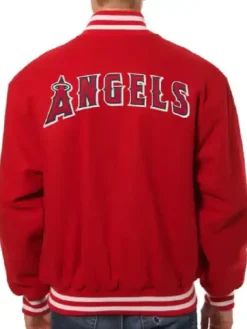 Los Angeles Angels Wool Varsity Red Jacket Back
