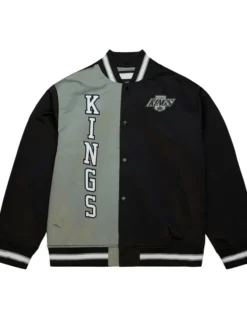 Los Angeles Kings Grey And Black Satin Varsity Jacket