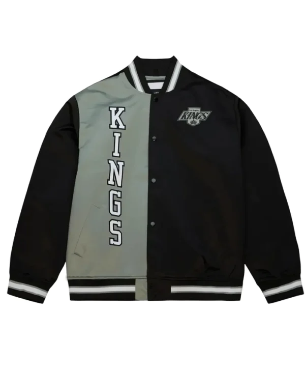 Los Angeles Kings Grey And Black Satin Varsity Jacket