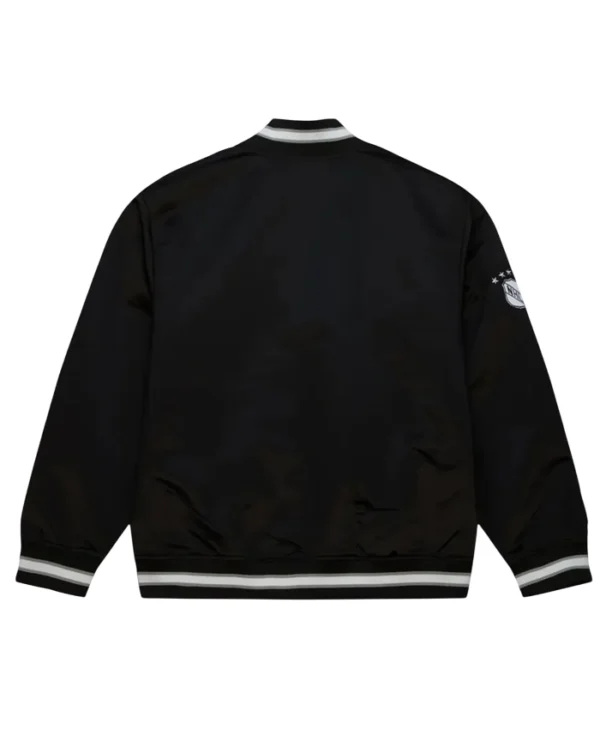 Los Angeles Kings Grey And Black Satin Varsity Jacket Back