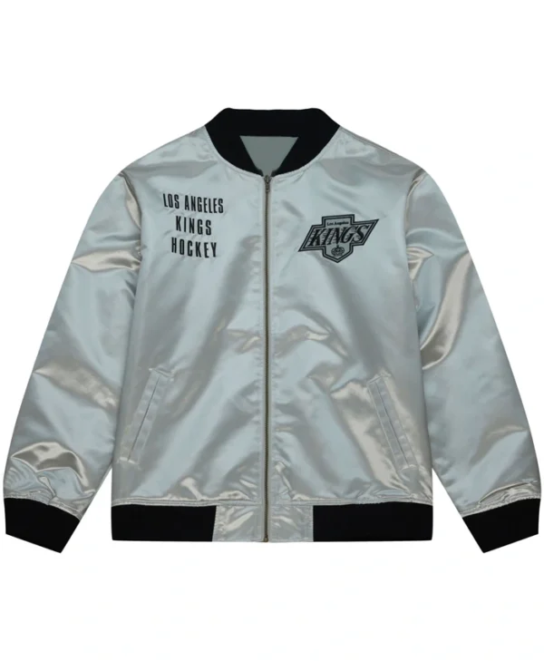 Los Angeles Kings Silver Satin Bomber Jacket