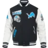 Lynwood Detroit Lions Rib Black Wool Varsity Jacket