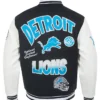 Lynwood Detroit Lions Rib Black Wool Varsity Jacket Back