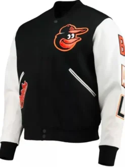 MLB Baltimore Orioles Logo Black And White Varsity Jacket