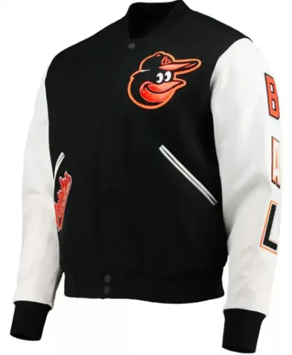 MLB Baltimore Orioles Logo Black And White Varsity Jacket