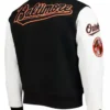 MLB Baltimore Orioles Logo Black And White Varsity Jacket Back