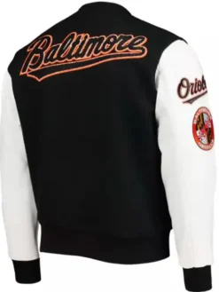 MLB Baltimore Orioles Logo Black And White Varsity Jacket Back