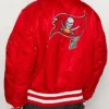 MLB Baseball Team Tampa Bay Rays Ma-1 Satin Red Bomber Jacket back view