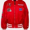MLB Baseball Team Tampa Bay Rays Ma-1 Satin Red Bomber Jacket front view