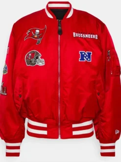 MLB Baseball Team Tampa Bay Rays Ma-1 Satin Red Bomber Jacket front view