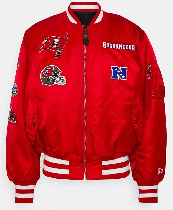 MLB Baseball Team Tampa Bay Rays Ma-1 Satin Red Bomber Jacket front view
